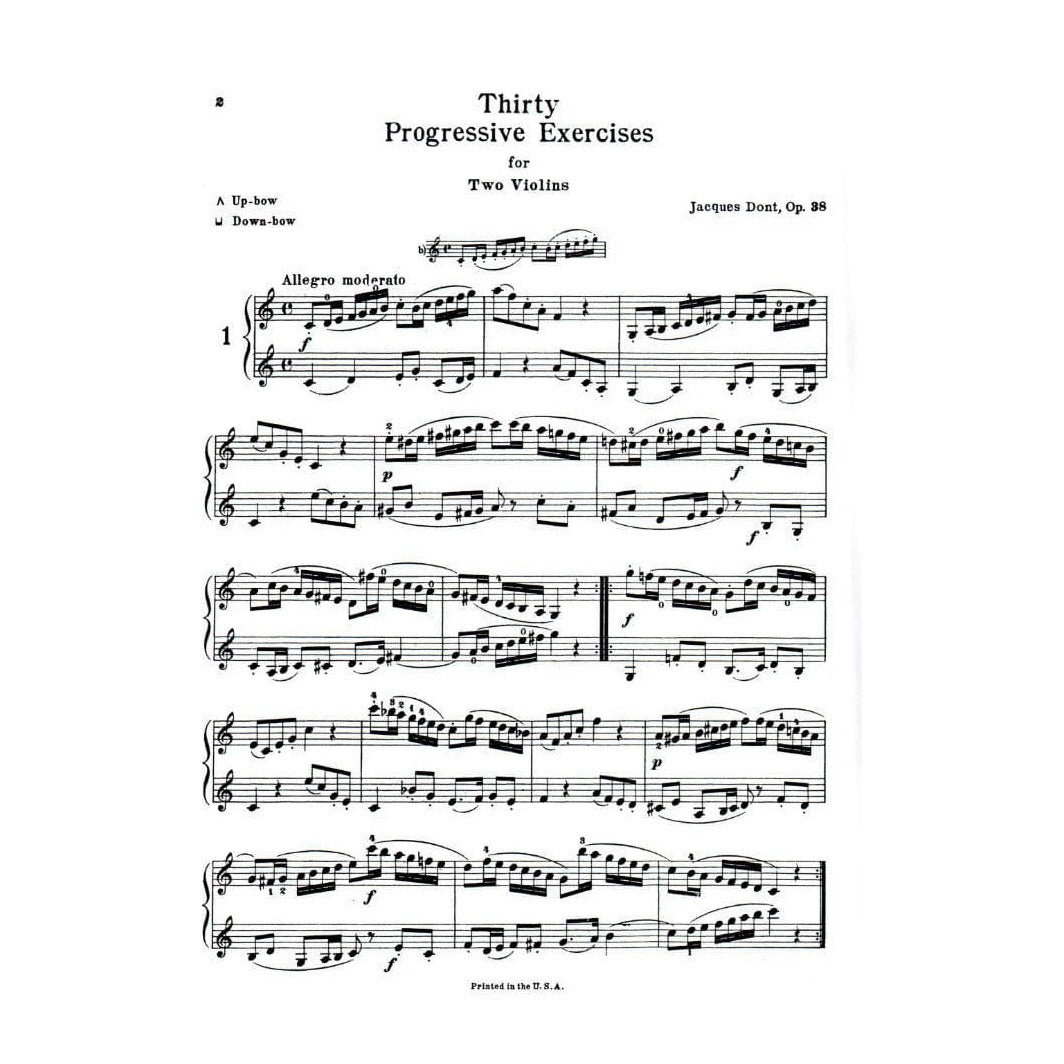 Dont, Jakob - 30 Progressive Exercises, Op 38 - Violin solo (with optional 2nd Violin accompaniment) - Kalmus Edition
