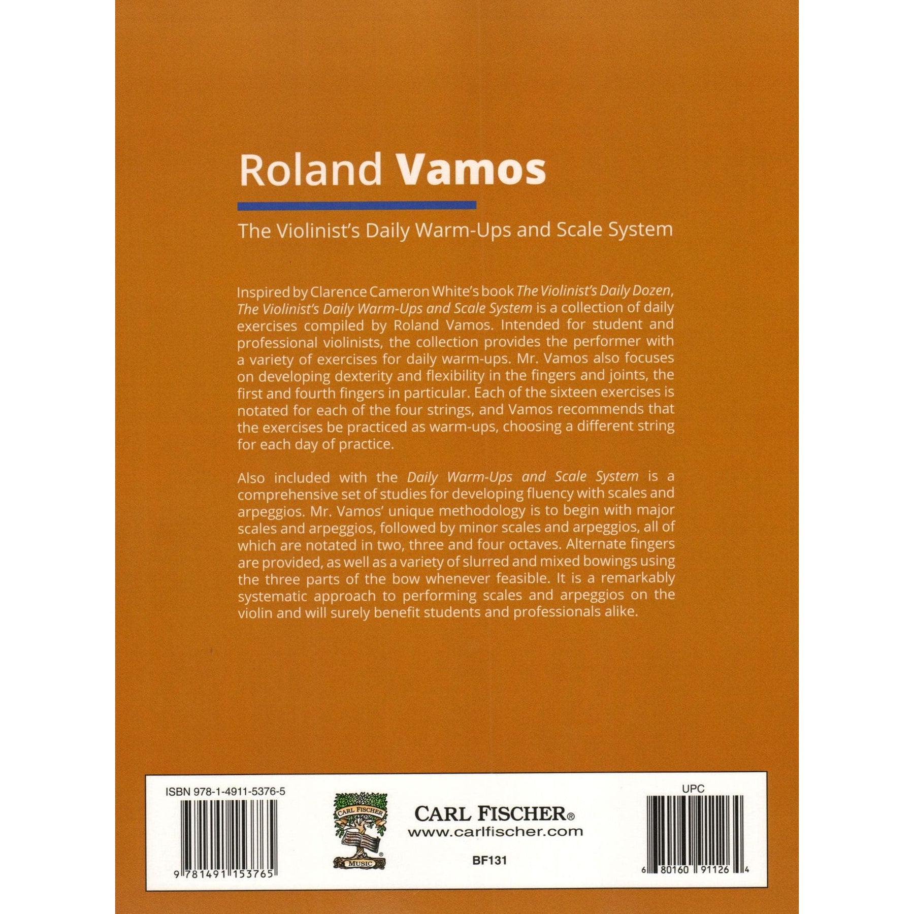 Vamos, Roland - The Violinist's Daily Warm Ups and Scale System - Carl Fischer