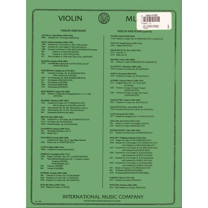 Orchestral Excerpts, Volume 1 - Violin - edited by Josef Gingold - International Music Company