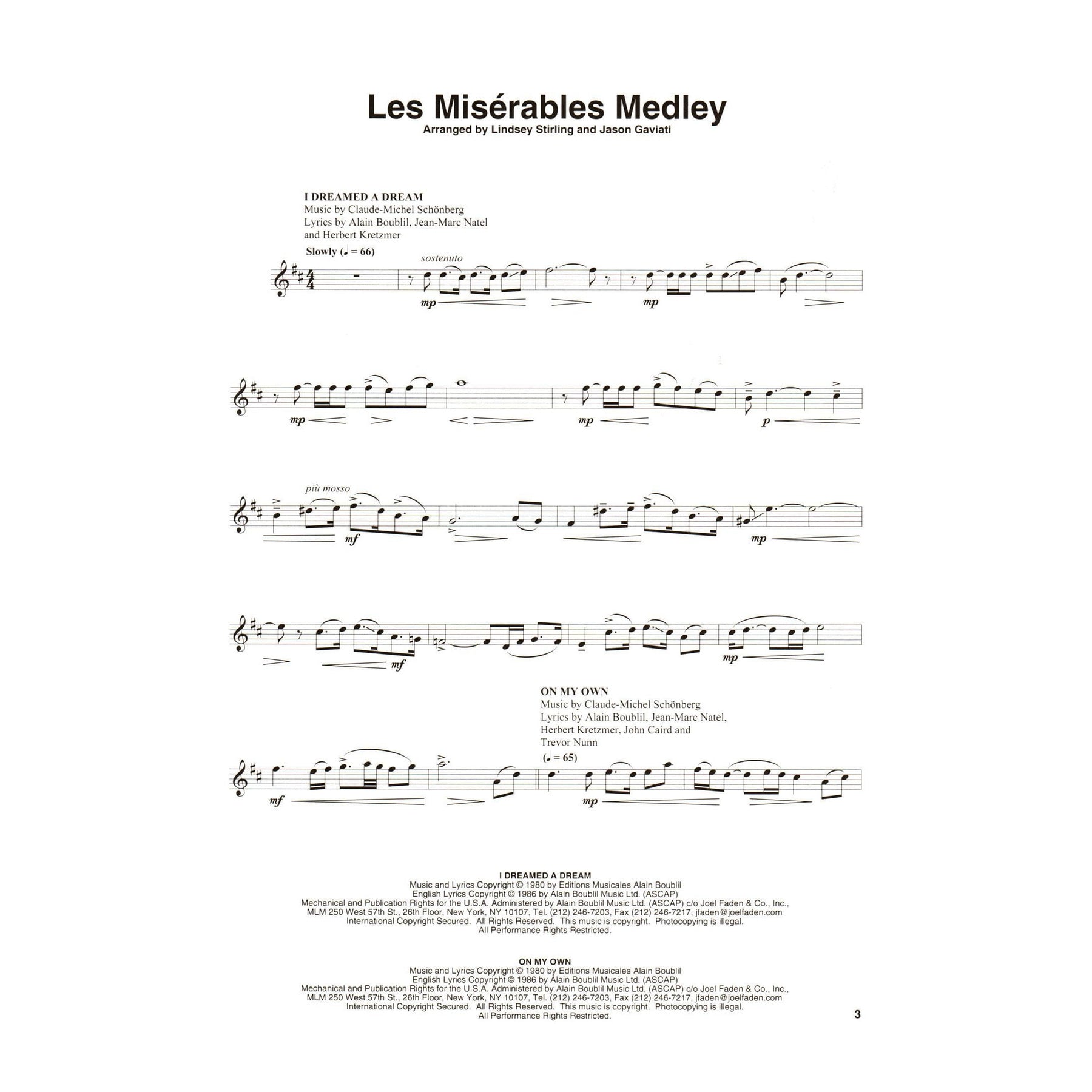 Les Misérables - Medley for Violin with Audio Accompaniment - as Performed by Lindsey Stirling - Hal Leonard