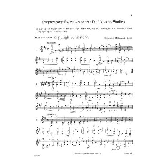 Hofmann, Richard - Double-Stop Studies, Op 96 - Violin - Boston Music Co