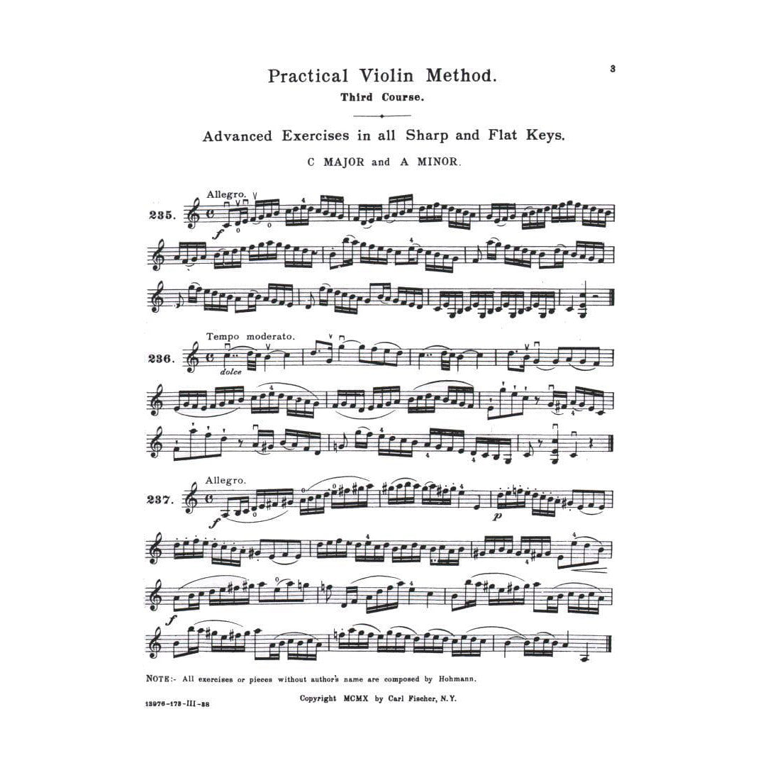 Hohmann, CH - Practical Violin Method, Book 3 - Violin solo - revised by WF Ambrosio - Carl Fischer Edition