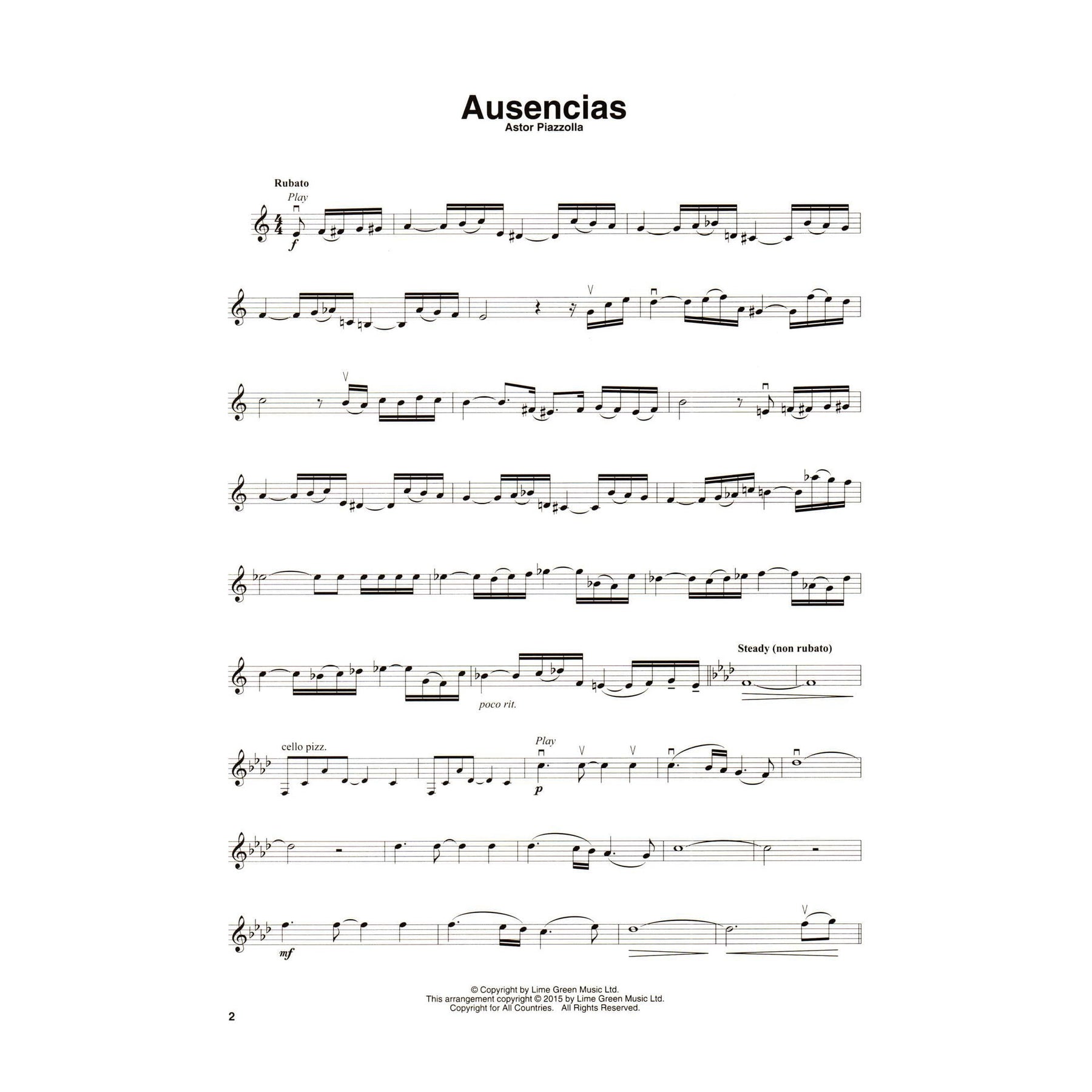 Piazzolla Tangos - Violin Play-Along Vol. 46 - 8 Favorites - for Violin and Audio Accompaniment - Hal Leonard