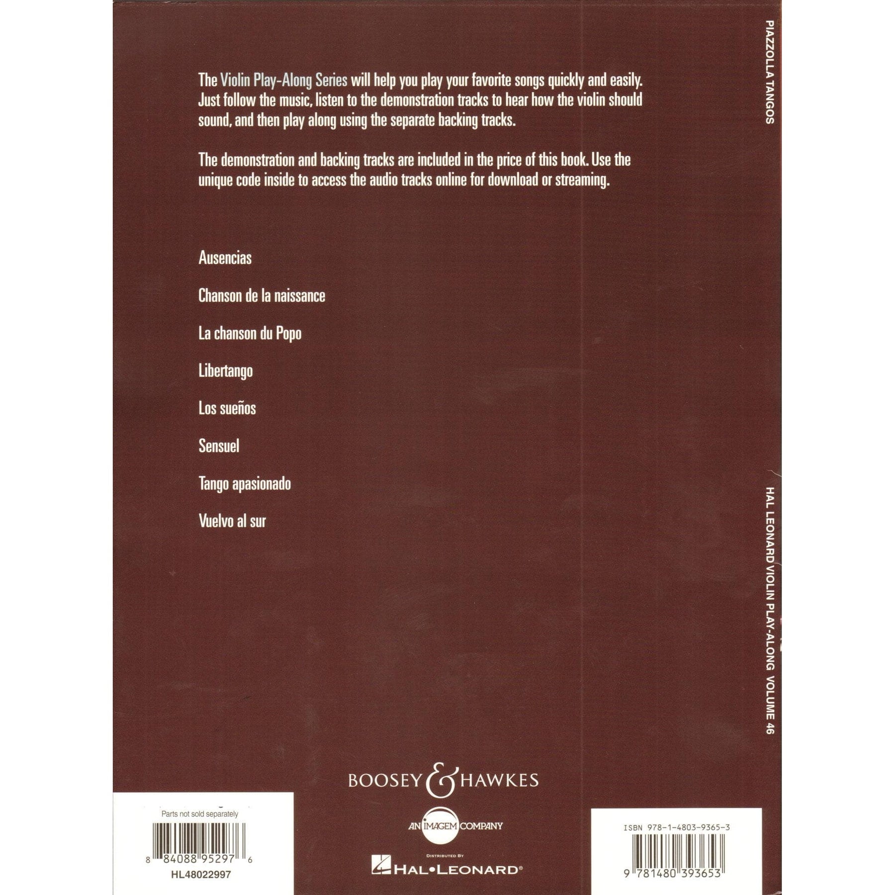 Piazzolla Tangos - Violin Play-Along Vol. 46 - 8 Favorites - for Violin and Audio Accompaniment - Hal Leonard