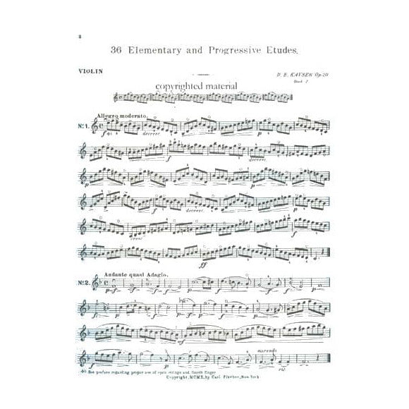 Kayser, Heinrich Ernst - 36 Elementary and Progressive Studies, Op 20, Book 1 - Violin - Carl Fischer