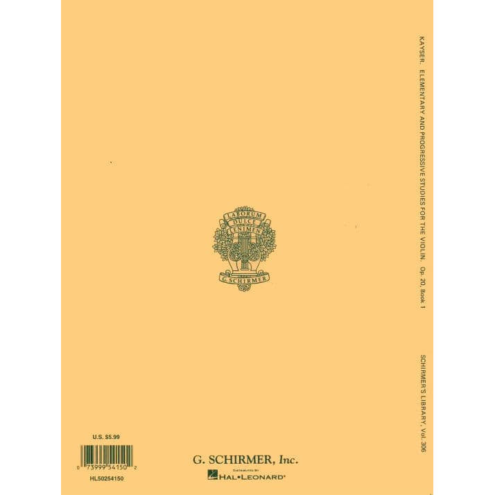 Kayser, HE - 36 Elementary and Progressive Etudes, Op 20 Book 1 - Violin - edited by Svecenski - Schirmer