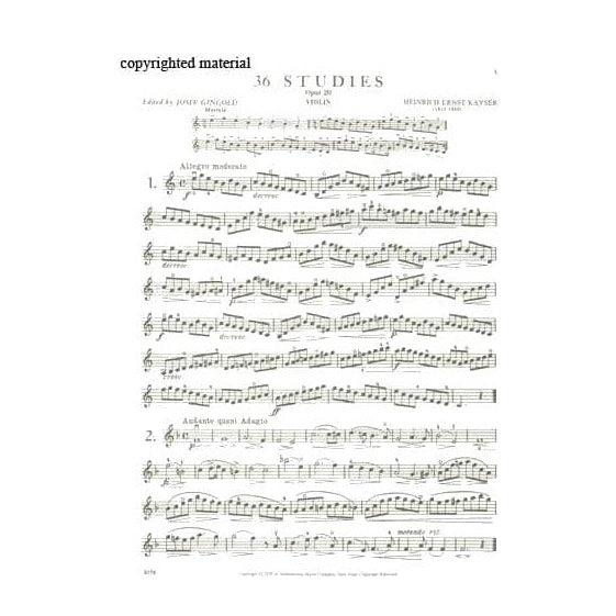 Kayser, Heinrich Ernst - 36 Elementary and Progressive Studies, Op 20 (Complete) - Violin - edited by Gingold - International Music Co