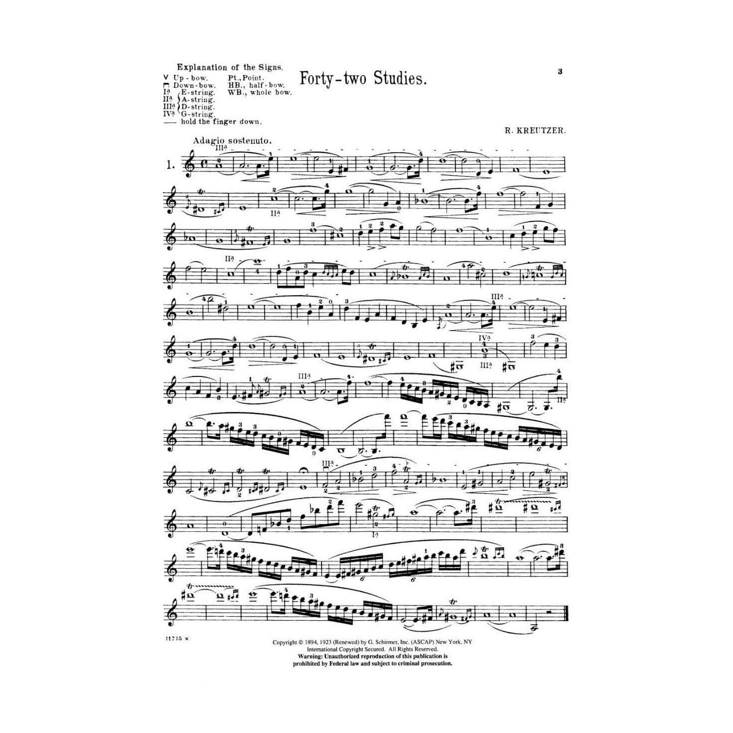 Kreutzer, Rodolphe - 42 Studies or Caprices - Violin solo - edited by Edmund Singer - G Schirmer Edition