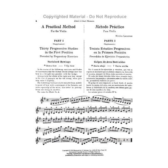 Laoureux, Nicolas - Practical Method Violin, Part 1 (Supplement) - Violin - G Schirmer Edition