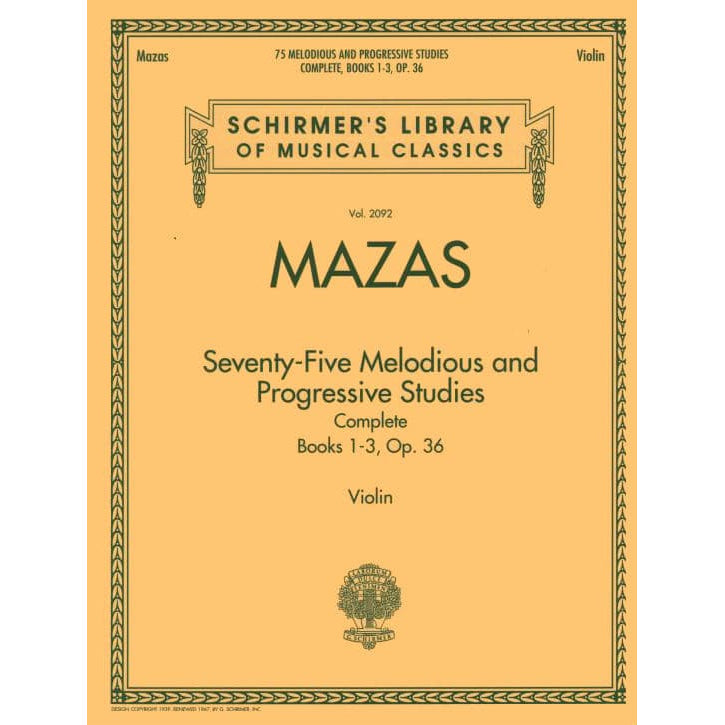 Mazas, JF - 75 Melodious and Progressive Etudes, Op 36 (Complete) - Violin - edited by Hermann - Schirmer