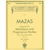 Mazas JF - 75 Melodious and Progressive Etudes, Op 36 Book 1 - Violin - edited by Hermann - Schirmer