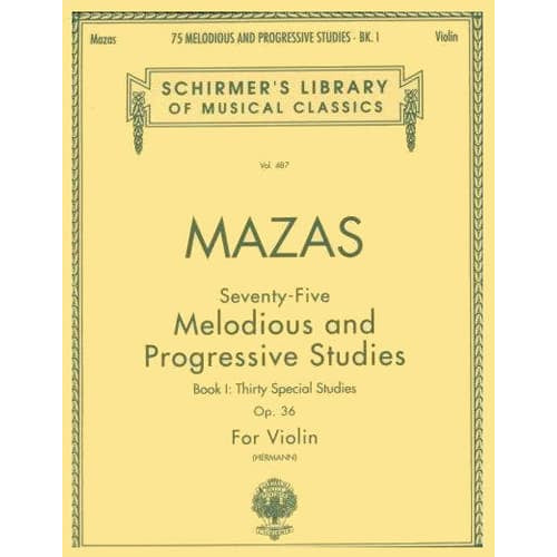 Mazas JF - 75 Melodious and Progressive Etudes, Op 36 Book 1 - Violin - edited by Hermann - Schirmer