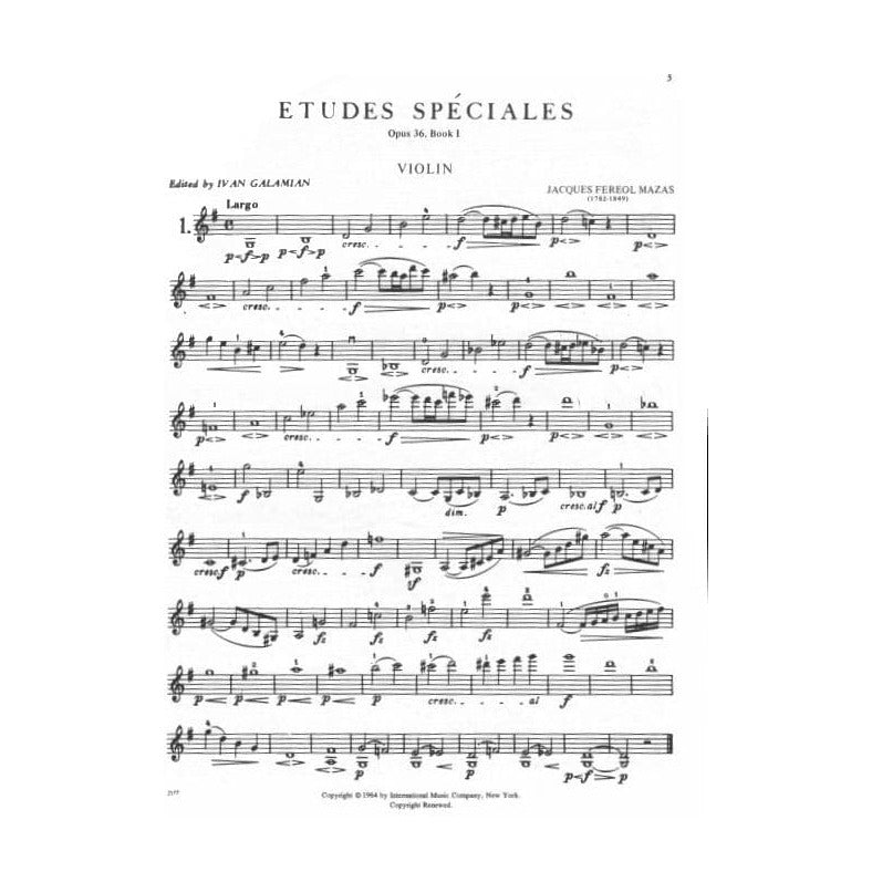 Mazas, JF - Etudes Speciales, Op 36 Book 1 - Violin - edited by Galami