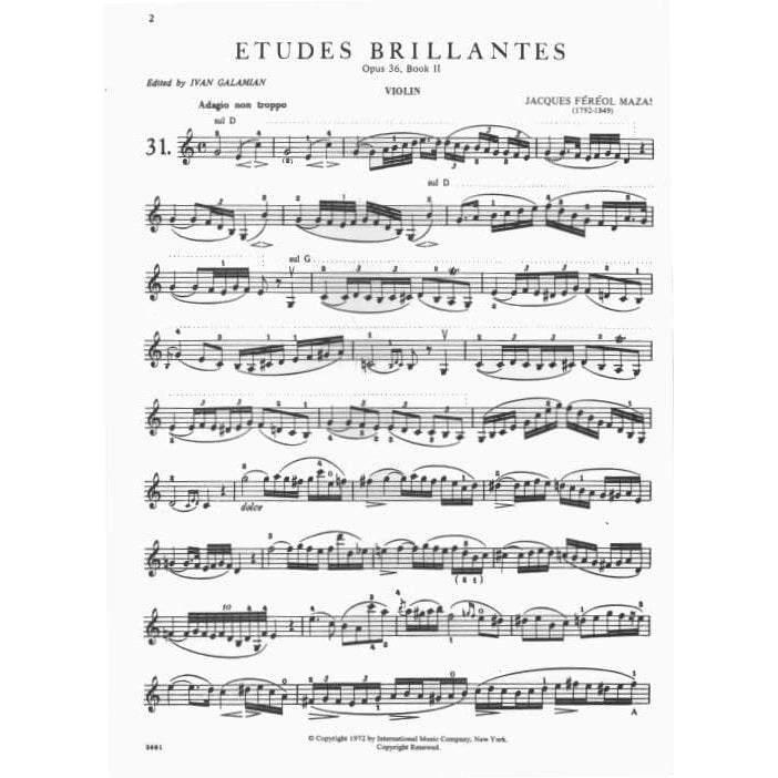 Mazas, JF - Etudes Brillantes, Op 36 Book 2 - Violin - edited by Galamian - International Music Company