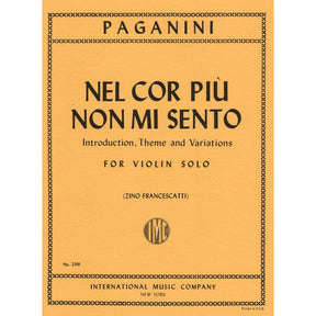 Paganini, Niccolo - Introduction and Variations on "Nel Cor Piu Non Mi Sento," Op 38 - Solo Violin - edited by Zino Francescatti - International Music Company