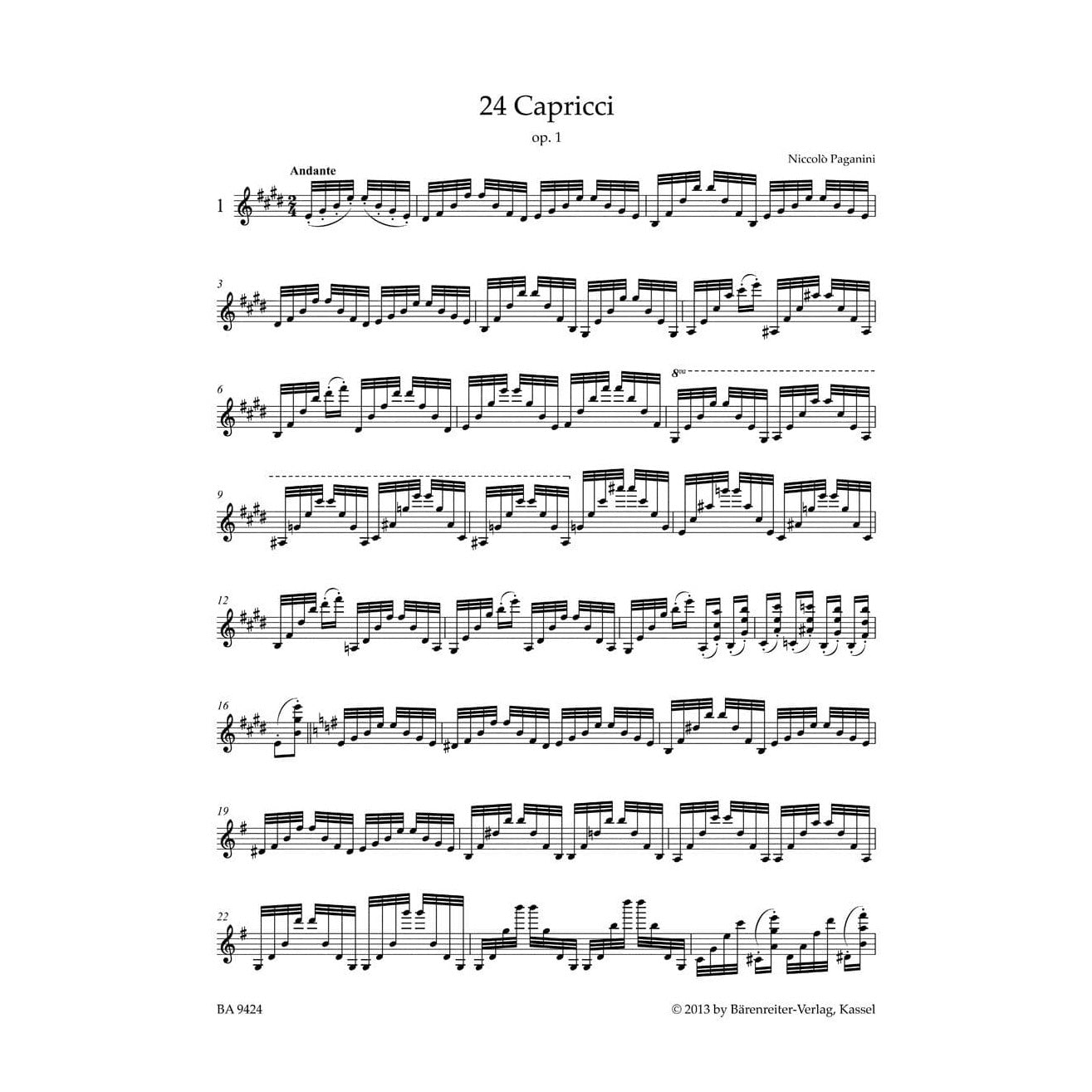 Paganini, Niccolo - 24 Caprices for Solo Violin - edited by Daniela Macchione - Barenreiter URTEXT