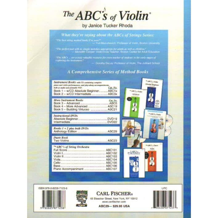 Rhoda, Janice Tucker - The ABCs of Violin, Anthology Edition - Book/2-DVD set - Carl Fischer Edition