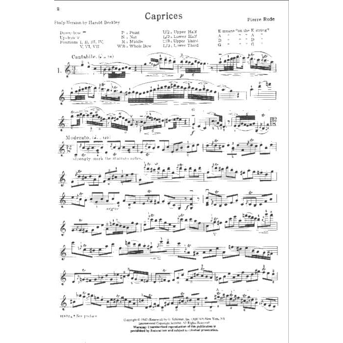 Rode, Pierre - 24 Caprices for the Violin - G Schirmer