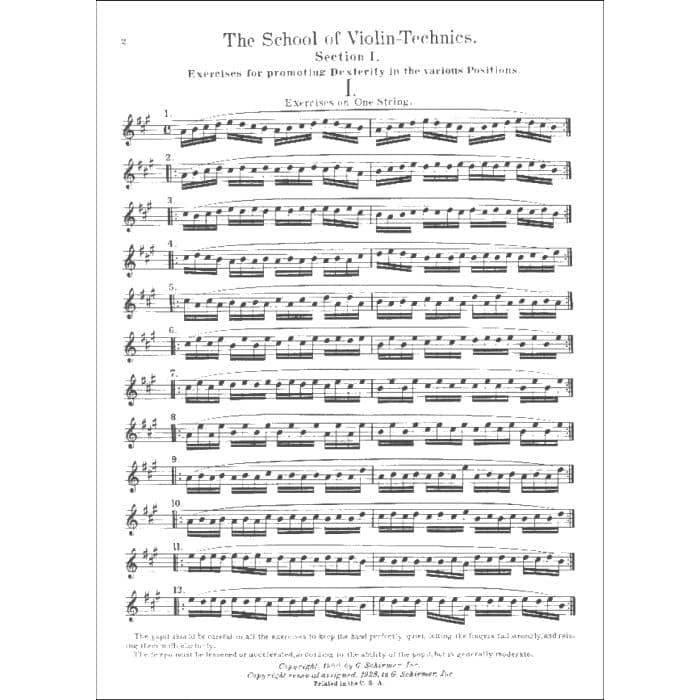 Schradieck - School of Violin Technics, Book 1 - G Schirmer