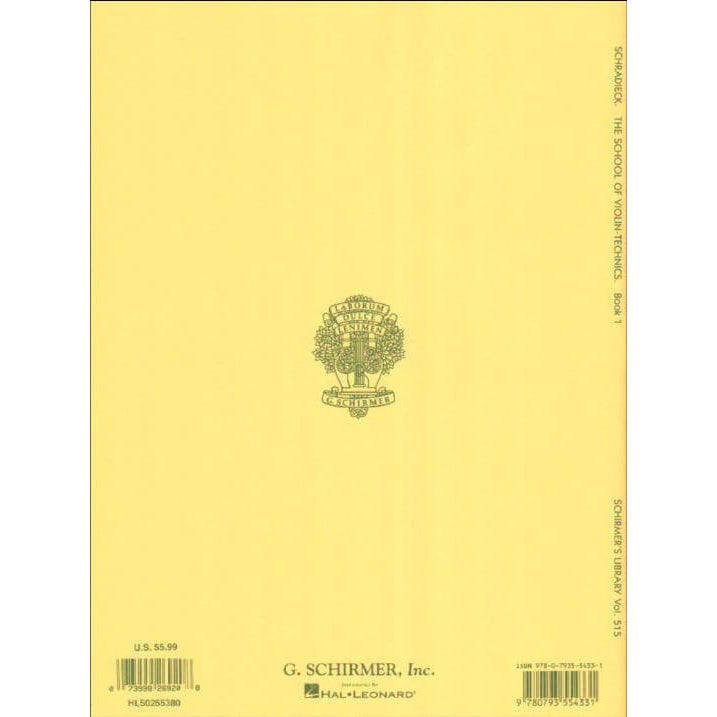 Schradieck - School of Violin Technics, Book 1 - G Schirmer