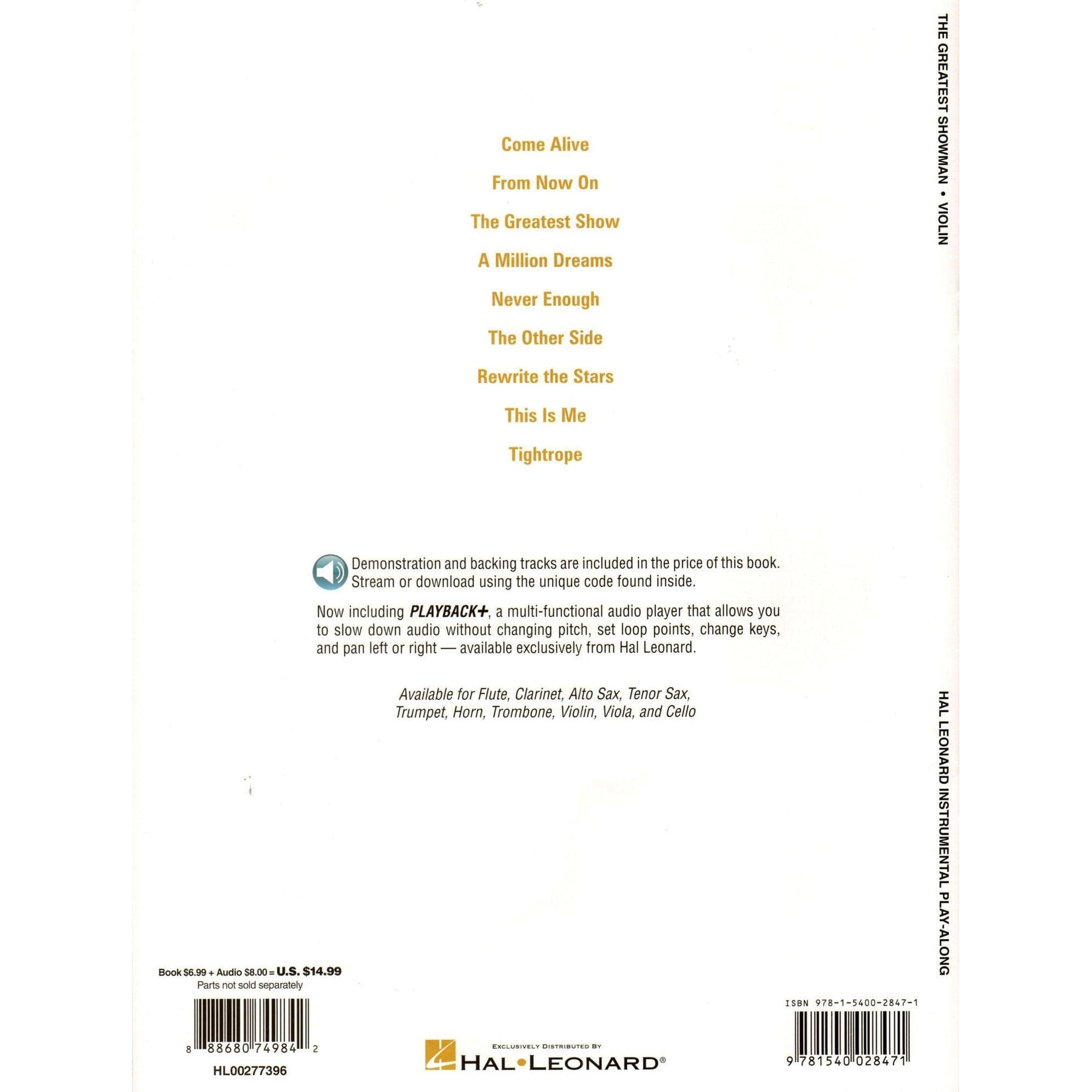 The Greatest Showman - Instrumental Play-Along - for Violin with Online Audio - Hal Leonard