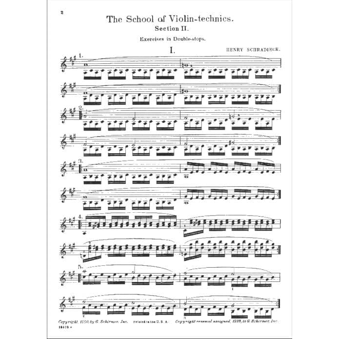 Schradieck, Henry - School of Violin-Technics, Book 2 - G Schirmer