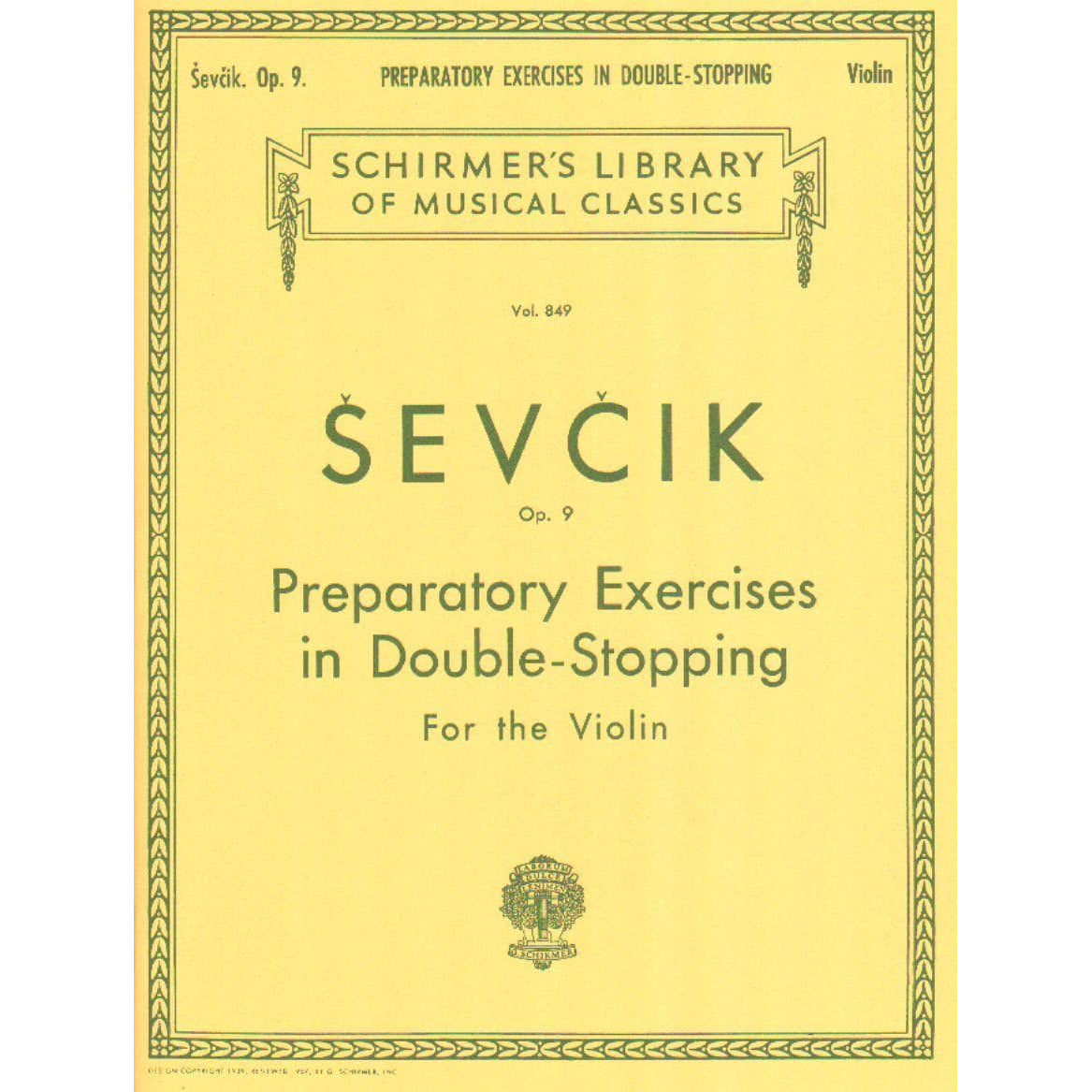 Sevcik, Otakar - Preparatory Exercises In Double-Stopping, Opus 9 - for Violin - G Schirmer