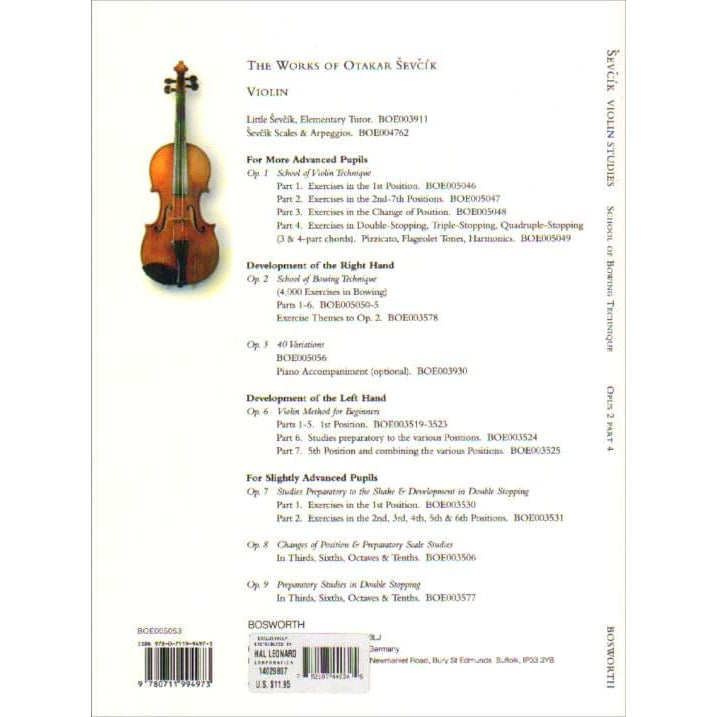 Sevcik, Otakar - School of Bowing Technique, Opus 2, Part 4 - for Violin - Bosworth & Co