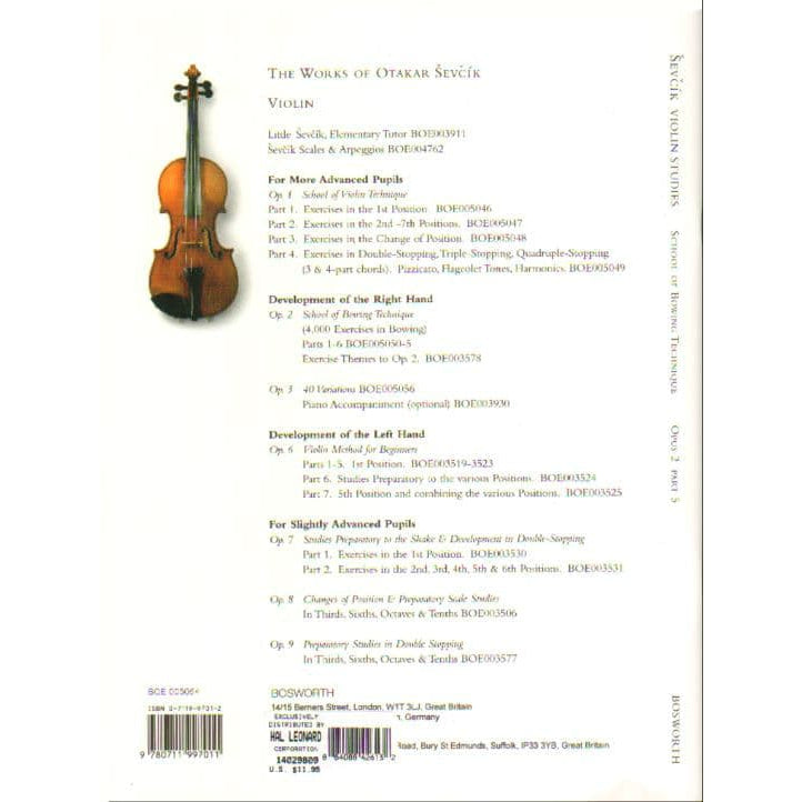 Sevcik, Otakar -  School of Bowing Techniques Opus 2, Part 5 - for Violin - Bosworth & Co