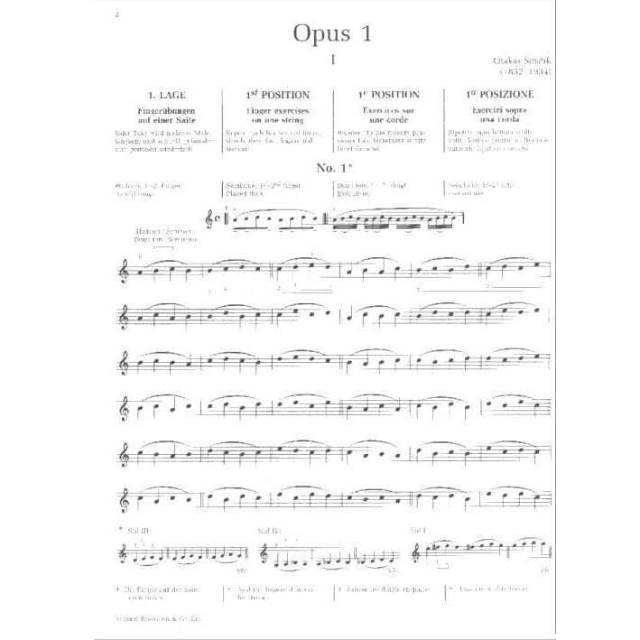 Sevcik, Otakar - School of Violin Technique, Opus 1, Part 1: Exercises in the 1st Position - Bosworth & Co