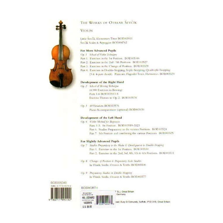 Sevcik, Otakar - School of Violin Technique, Opus 1, Part 1: Exercises in the 1st Position - Bosworth & Co