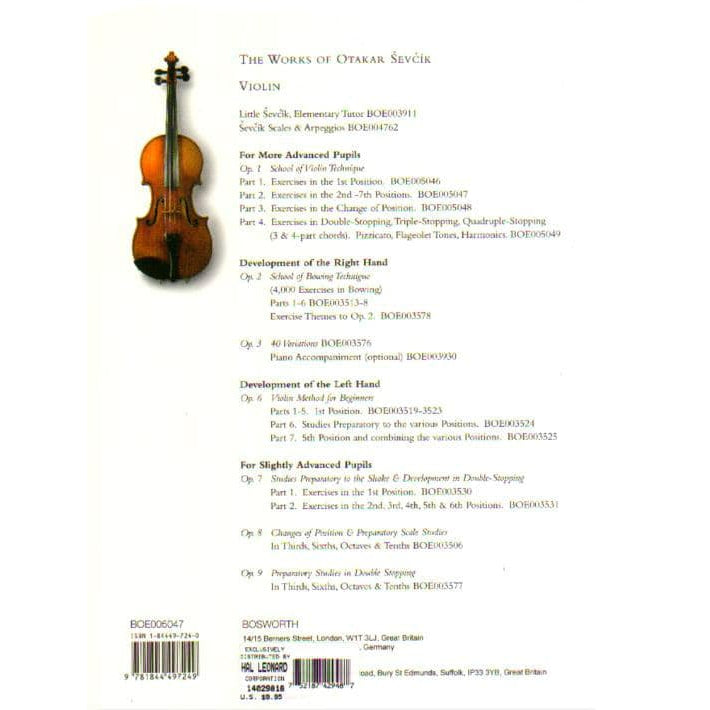 Sevcik, Otakar - School of Violin Technique, Opus 1, Part 2: Exercises in the 1st Position - Bosworth & Co