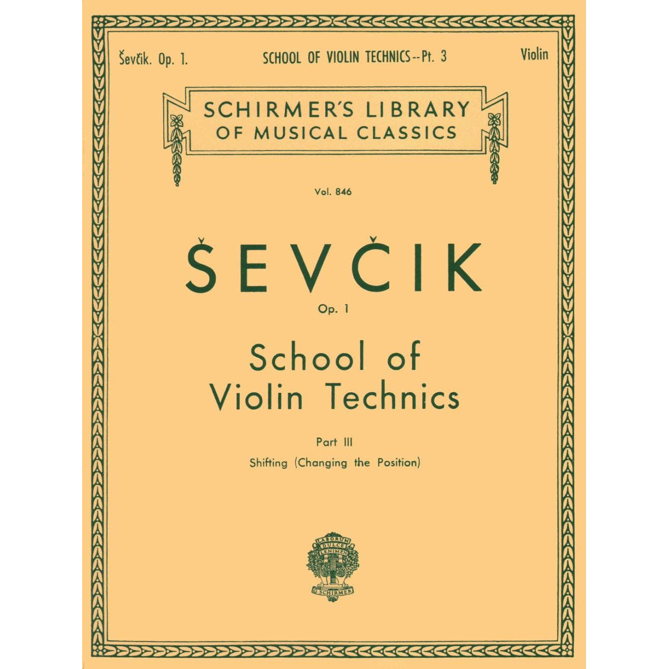 Sevcik, Otakar - School of Violin Technics, Op 1 Book 3 Published by G Schirmer