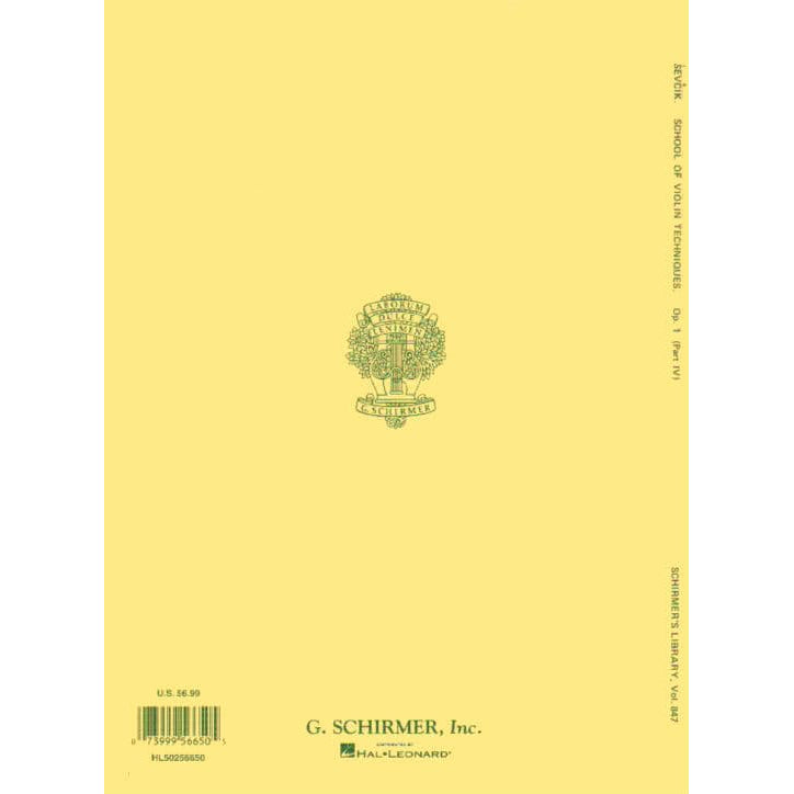 Sevcik, Otakar - School of Violin Technics Op 1 - Book 4 - published by G Schirmer