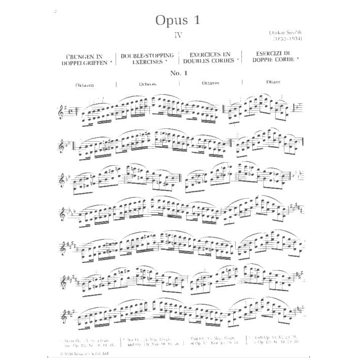 Sevcik, Otakar - School of Violin Technics, Op 1 Book 4 - Exercises in the 1st Position - published by Bosworth & Co