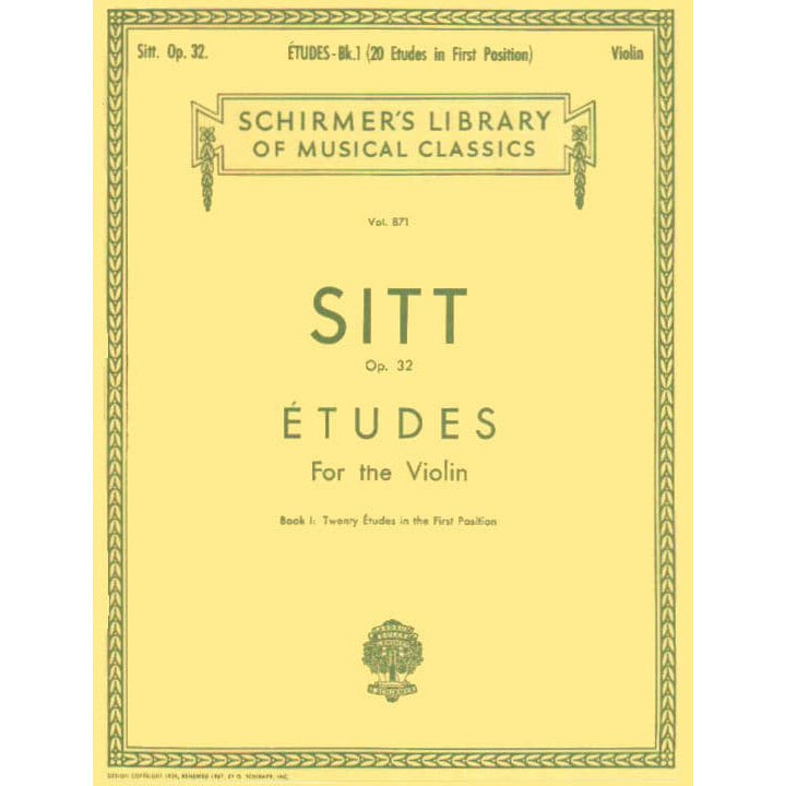 Sitt, Hans - 20 Etudes for Violin, Op 32 Book 1 - Violin - G Schirmer