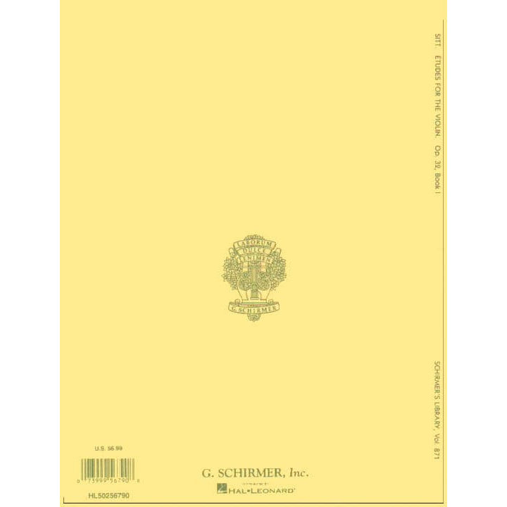 Sitt, Hans - 20 Etudes for Violin, Op 32 Book 1 - Violin - G Schirmer