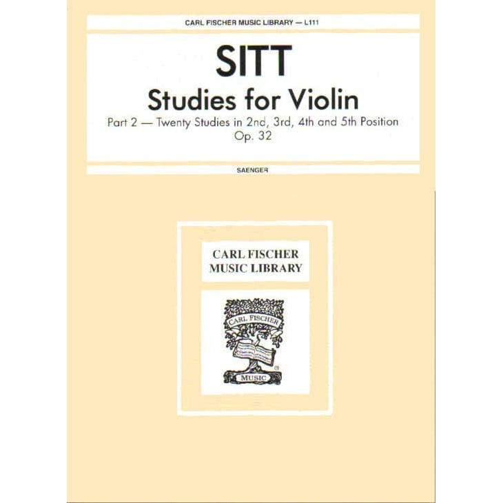 Sitt, Hans - 100 Etudes Op 32, Book 2 - Violin - edited by Gustav Saenger - published by Carl Fischer