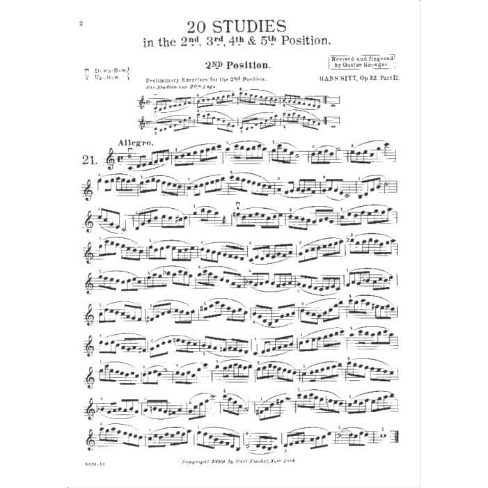 Sitt, Hans - 100 Etudes Op 32, Book 2 - Violin - edited by Gustav Saenger - published by Carl Fischer