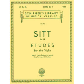 Sitt, Hans - 20 Etudes Second - Fifth Positions, Book 2 - Violin - published by G Schirmer