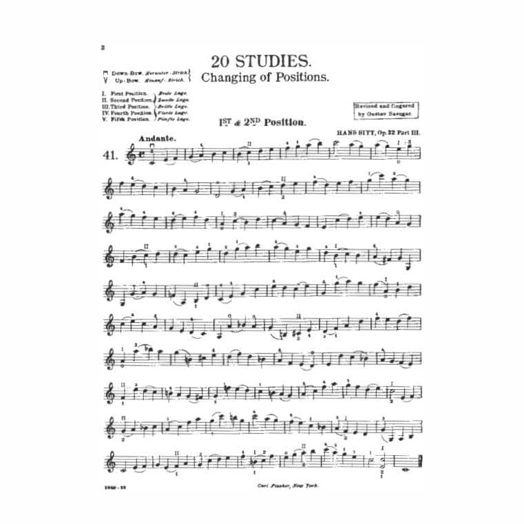 Sitt, Hans - 20 Etudes Op 32, Book 3 - Violin - published by Carl Fischer