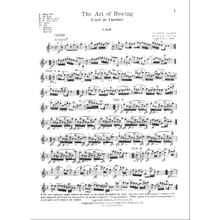 Tartini, Giuseppe - The Art of Bowing (Corelli Variations) - Violin solo - edited by Leopold Lichtenberg - G Schirmer Edition