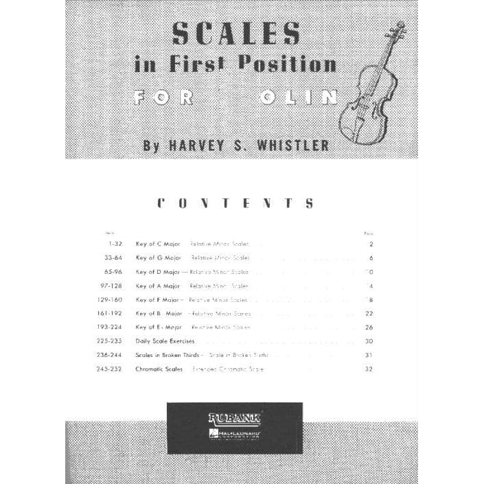 Whistler - Scales In First Position for Violin - edited by Harvey Whistler - published by Rubank Publications