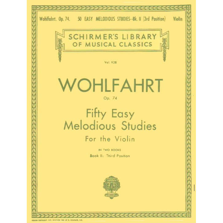 Wohlfahrt, Franz - 50 Easy Melodious Studies, Op 74, Book 2 - Violin solo - G Schirmer Edition