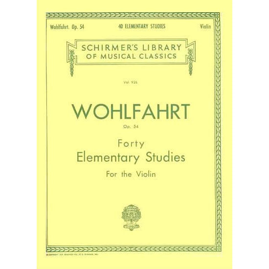 Franz Wohlfahrt - 40 Elementary Etudes for Violin, Op 54 - Violin - Schirmer