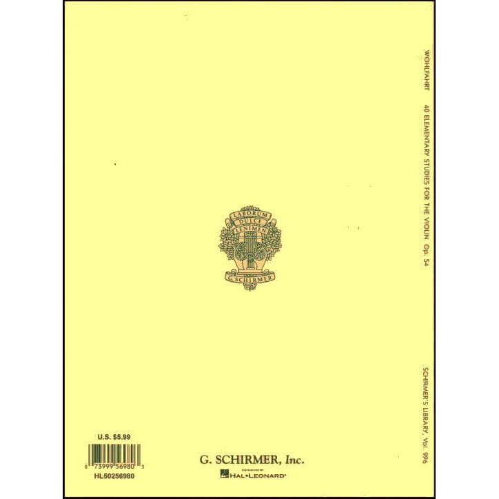 Franz Wohlfahrt - 40 Elementary Etudes for Violin, Op 54 - Violin - Schirmer