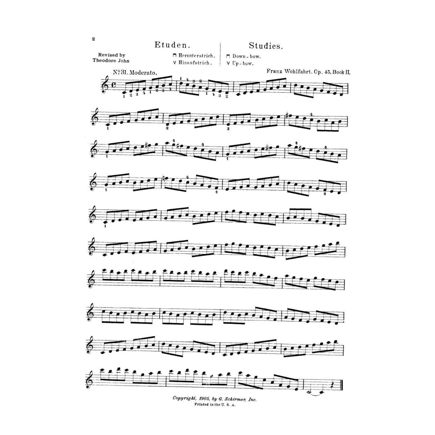 Wohlfahrt, Franz - 60 Studies, Op 45, Book 2 - Violin - edited by Gaston Blay - G Schirmer Edition