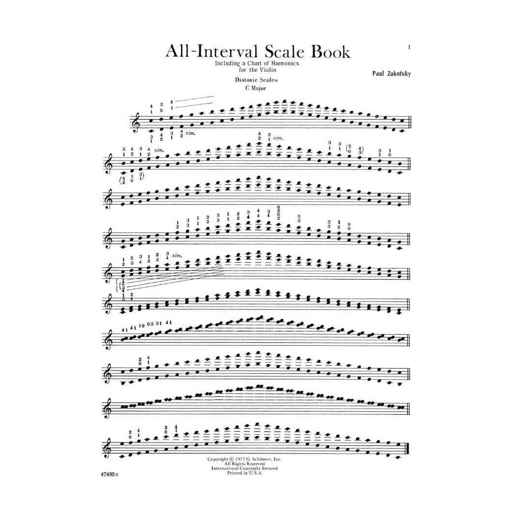 Zukofsky - All Interval Scale Book for Violin Published by G Schirmer