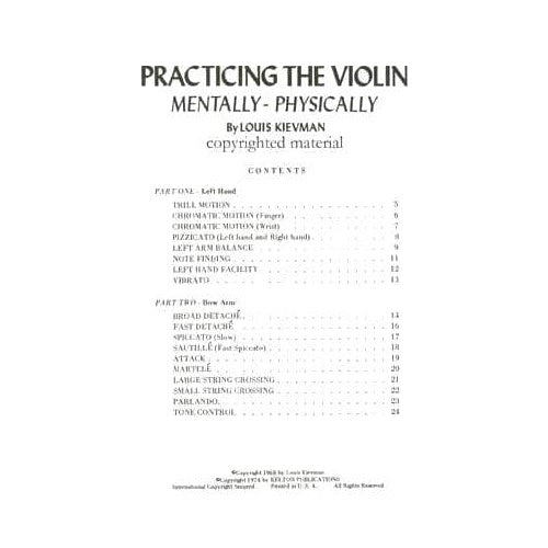 Louis Kievman - Practicing the Violin Mentally-Physically - Violin - Kelton Publications