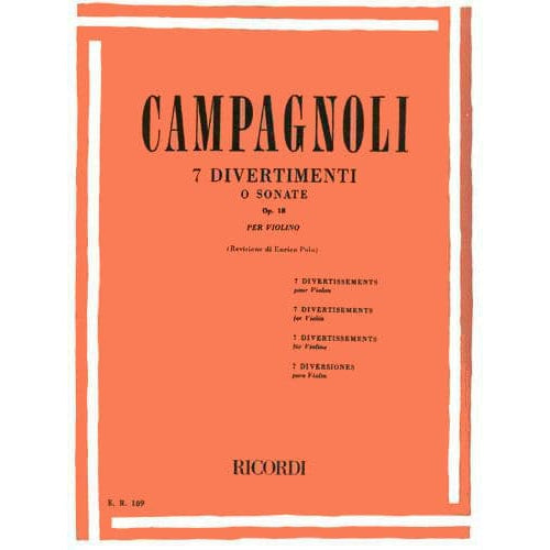 Bartolomeo Campagnoli - 7 Divertimenti, Op 18 - Violin - edited by Enrico Polo - Ricordi